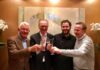 Menno Post geslaagd voor zijn Meesterproef V.l.n.r. Cees Helder, Peter Bruins, Menno Post en Dennis Kuipers. Foto: SVH.