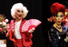 Bingo met dragqueens: Zolang je ballen hebt is er hoop Lucinda St. John & Multiple Joyce. Fotografie: Arjan Boes.