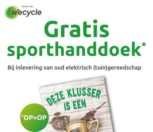 Gratis sporthanddoek voor recyclekampioenen na klusmarathon Afbeelding Wecycle.