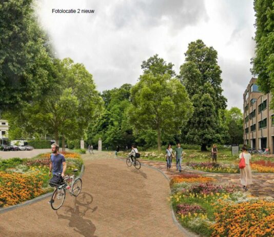 College Haarlem stelt nieuw voorlopig ontwerp vast voor Dreefzicht in de Haarlemmerhout Artist impression entree Haarlemmerhout. Ingezonden afbeelding gemeente Haarlem.