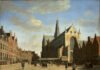 Eerste tentoonstelling ooit over het 17de-eeuwse Haarlemse stadsgezicht Gerrit Berckheyde De Grote Markt te Haarlem, 1696 Doek, 69,5 x 90,5 cm Frans Hals Museum, Haarlem, langdurig bruikleen van de Rijksdienst voor het Cultureel Erfgoed.