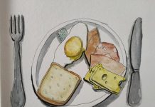 Wedstrijd voor amateur schilders/tekenaars: Aan tafel! Schets ontbijtje - Hans van Leuven.