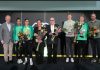 Winnaars bekend 2e editie Amateurscheidsrechter van het Jaar Verkiezing Van links naar rechts: Marc van Erven, Franca Overtoom, Özge Avci, Sylvia Hoogervoorst, Piet van Montfort, Stijn Nieboer, Ruben van Klinken, Sjoerd Mossou. Ingezonden foto.