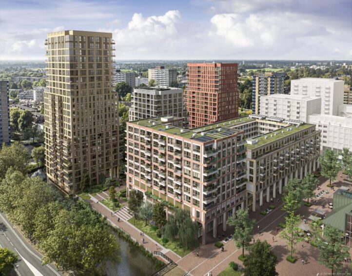 Start bouw HIGH5. Vogelvlucht gebouw San Francisco.