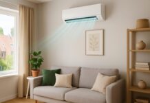 Bijna een op de vijf Noord-Hollandse woningen heeft een airco Airco in huiskamer. Ingezonden foto Slimster.