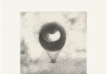 De Vishal: Vloeibare grenzen Afbeelding: Odilon Redon, L’oeil, comme un ballon bizarre se dirige vers L’INFINI, eerste prent van zes uit het album À Edgar Poe, lithografie, 1882, Rijksmuseum Amsterdam.