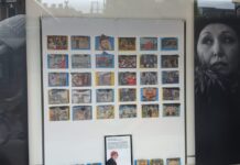 Beppie Kooreman na dertig keer Kunstlijn nu overzichtstentoonstelling van haar oeuvre Werk van Beppie Kooreman in etalage Hema.