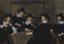 Unieke ontmoeting tussen twee grootmeesters: Frans Hals en Rembrandt schitteren in Haarlem Frans Hals, Regenten van het Sint-Elisabeth Gasthuis, 1641, olieverf op doek, 152 x 252 cm, Frans Hals Museum, Haarlem, schenking van de stichting Elisabeth van Thüringenfonds.