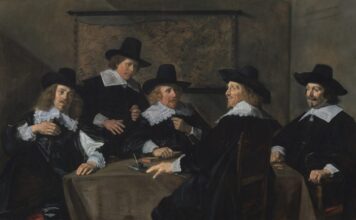 Unieke ontmoeting tussen twee grootmeesters: Frans Hals en Rembrandt schitteren in Haarlem Frans Hals, Regenten van het Sint-Elisabeth Gasthuis, 1641, olieverf op doek, 152 x 252 cm, Frans Hals Museum, Haarlem, schenking van de stichting Elisabeth van Thüringenfonds.