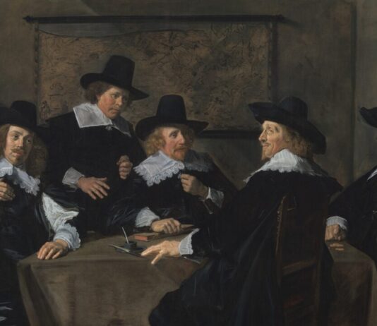 Unieke ontmoeting tussen twee grootmeesters: Frans Hals en Rembrandt schitteren in Haarlem Frans Hals, Regenten van het Sint-Elisabeth Gasthuis, 1641, olieverf op doek, 152 x 252 cm, Frans Hals Museum, Haarlem, schenking van de stichting Elisabeth van Thüringenfonds.